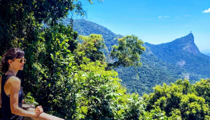 Person overlooking RIo from Vista Chinesa viewpoint.